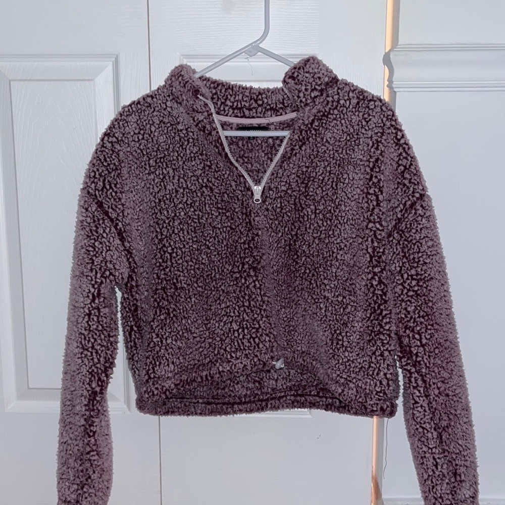 L.A. Hearts Purple Fleece/Sherpa Quarter zip with jaw string bottom